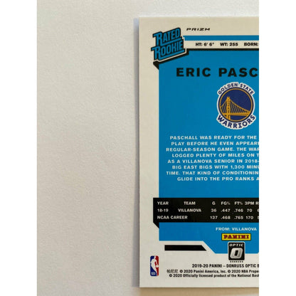 2019-20 Donruss Optic Eric Paschall Silver Holo Rated Rookie