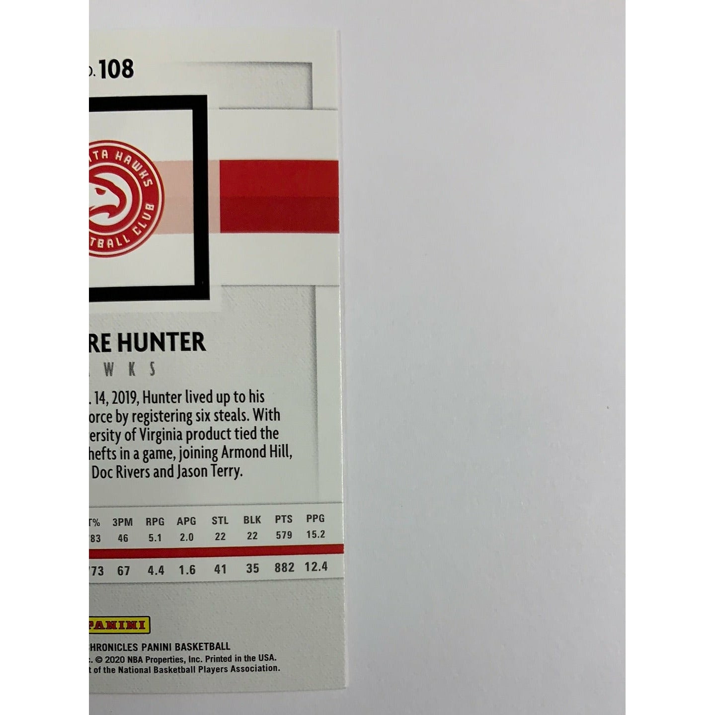 2019-20 Chronicles De’Andre Hunter Rookie Card