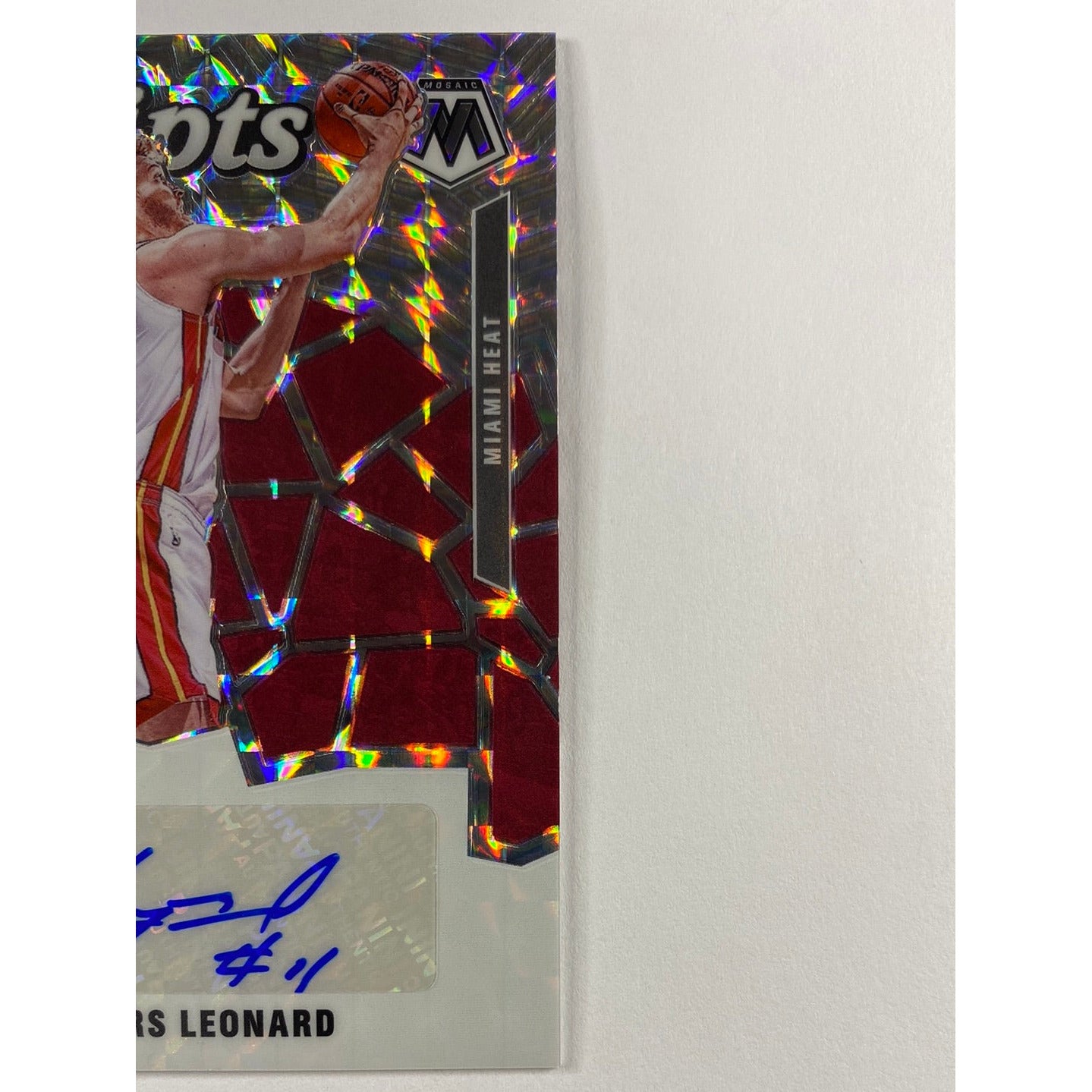 2019-20 Mosaic Meyers Leonard Silver Mosaic Prizm Scripts Auto