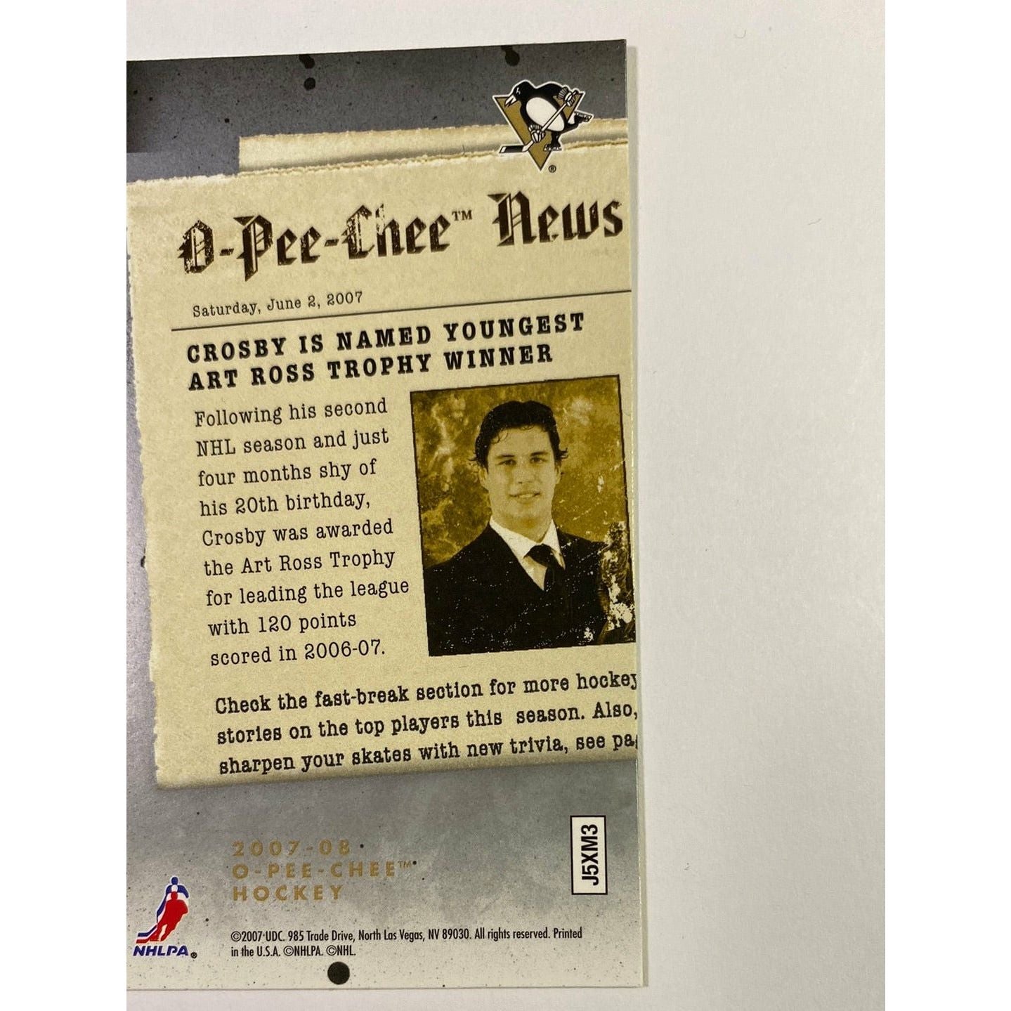 2007-08 O-Pee-Chee Sidney Crosby Record Breakers