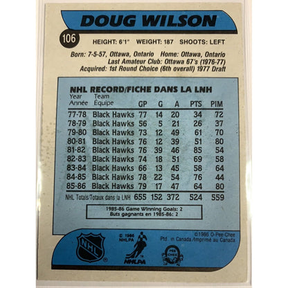  1986-87 O-Pee-Chee Doug Wilson Base #106  Local Legends Cards & Collectibles