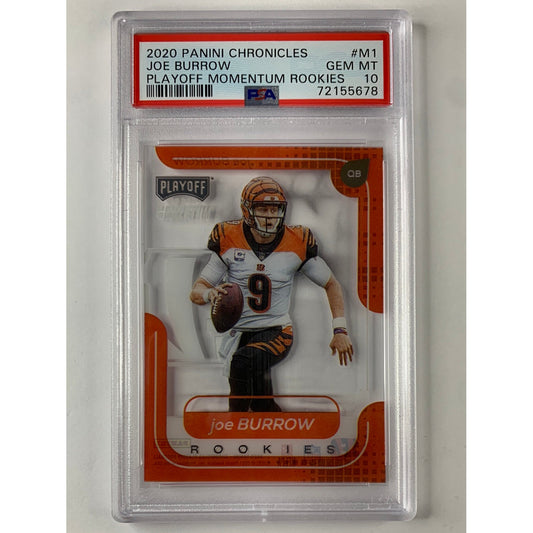2020 Clearly Cronicles Joe Burrow Playoff Momentum Rookie PSA 10 Gem Mint