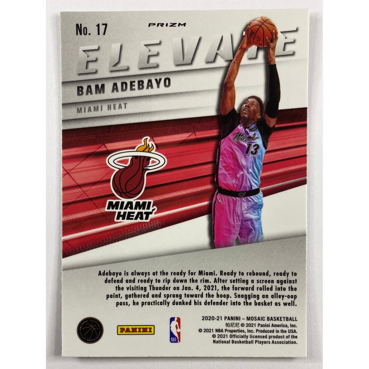 2020-21 Mosaic Bam Adebayo Elevate Green Mosaic Prizm