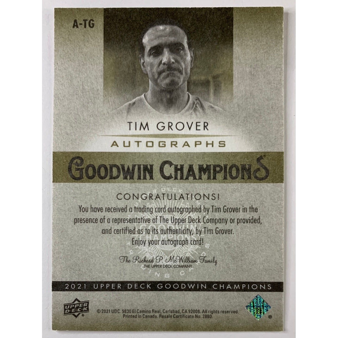 2021 Goodwin Tim Grover Autographs