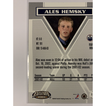  2002-03 Pacific Exclusive Ales Hemsky Rookie  Local Legends Cards & Collectibles