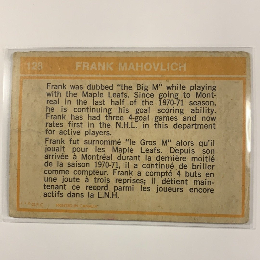  1972-73 O-Pee-Chee NHL Action Montreal LW Frank Mahovlich  Local Legends Cards & Collectibles