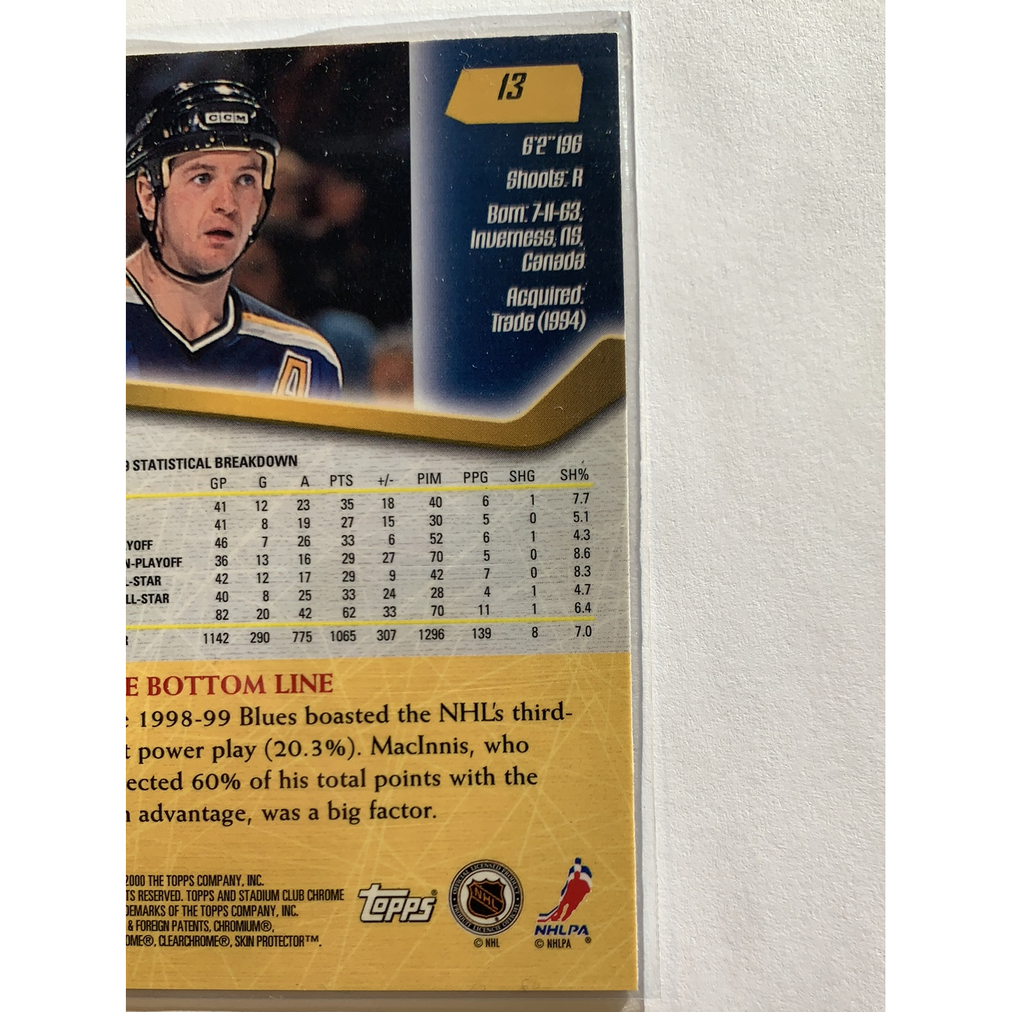  Topps 2000 Stadium Chrome Al Macinnis  Local Legends Cards & Collectibles