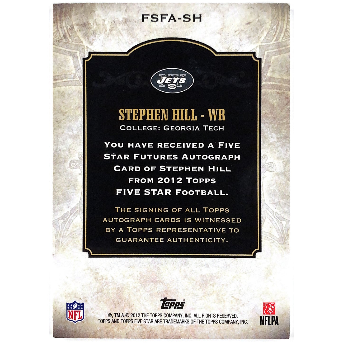 2012 Topps Five Star Stephen Hill Rookie Auto /150