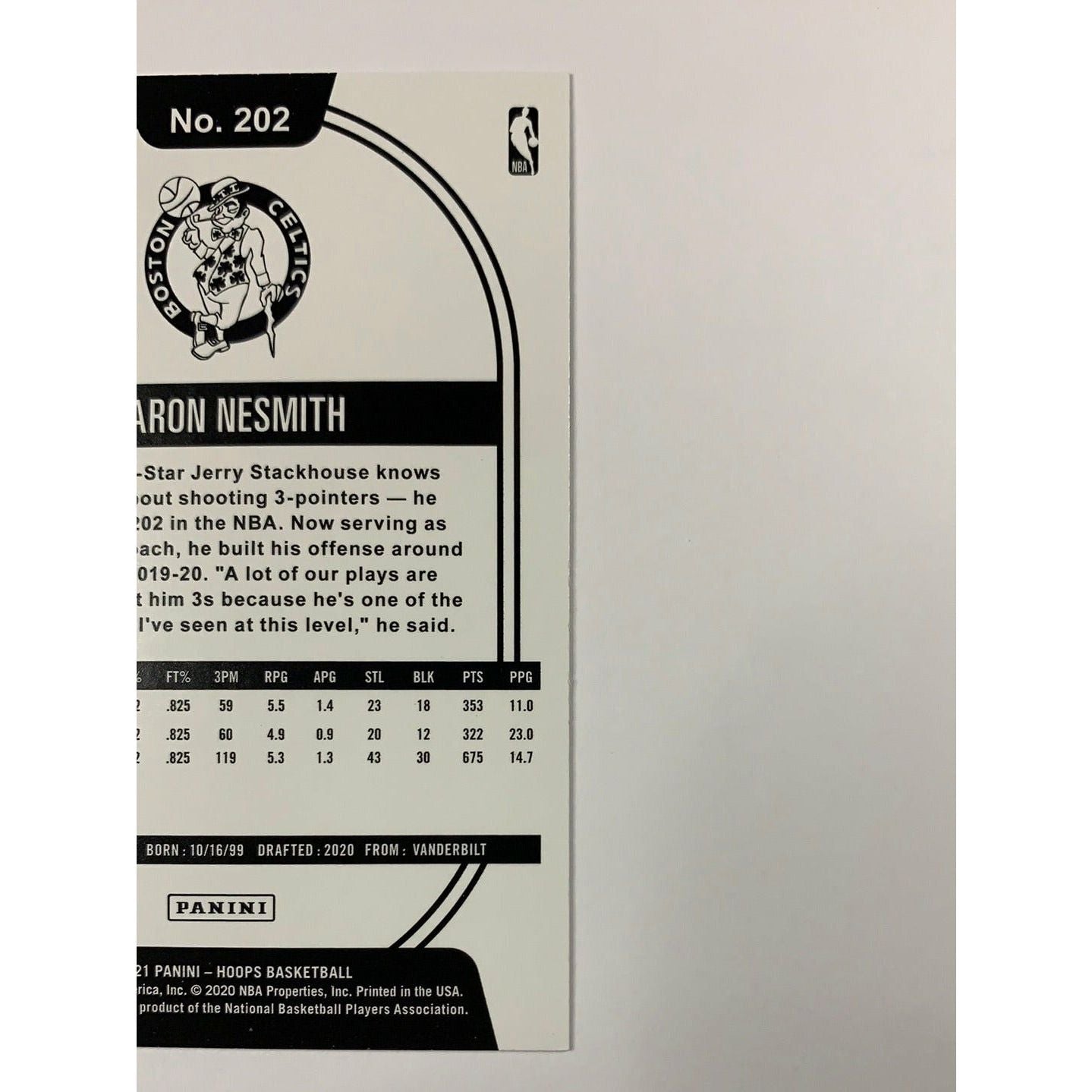 2020-21 Hoops Aaron Nesmith Rookie Card