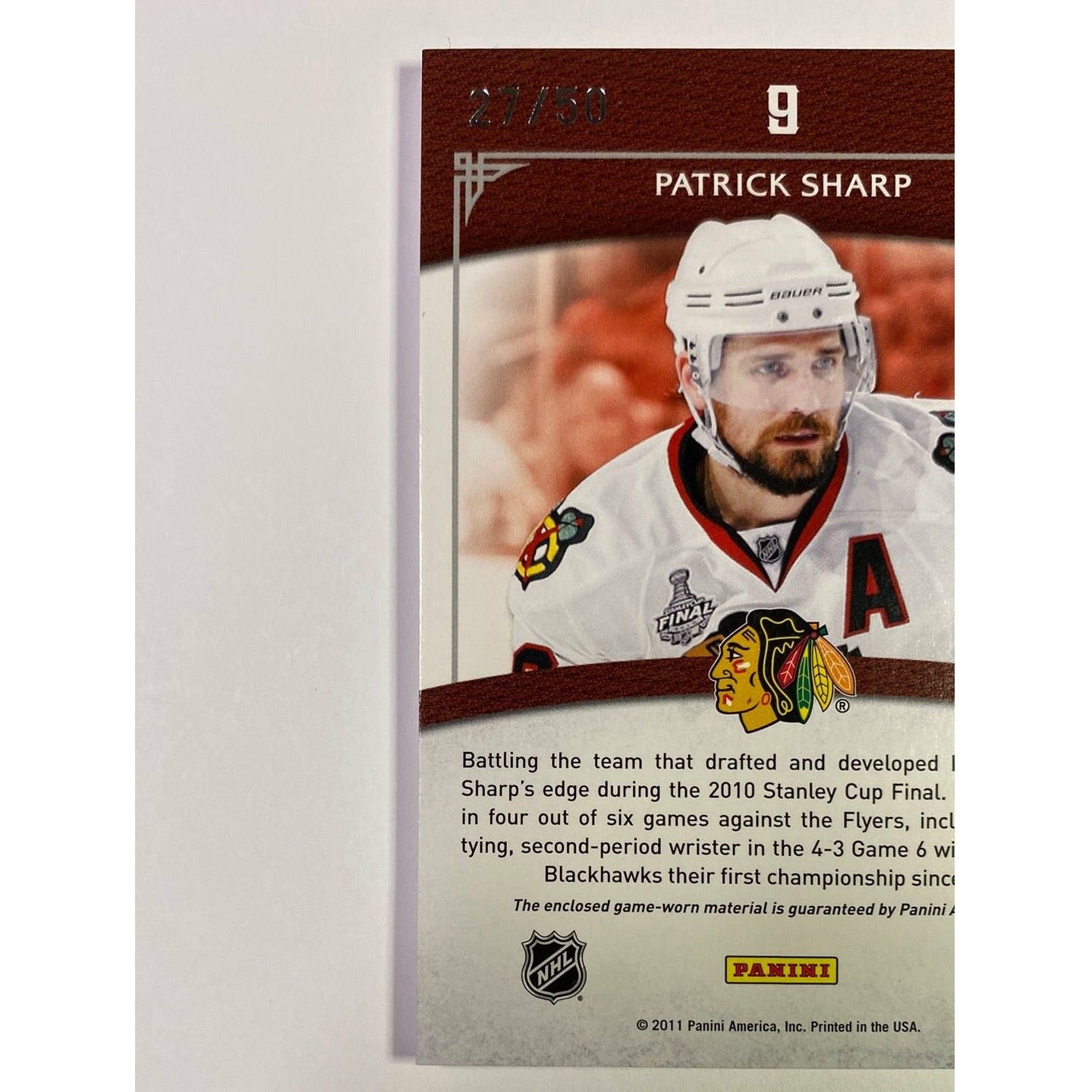 2011-12 Crown Royale Patrick Sharp Championship Gear /50