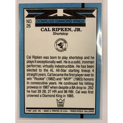 1987 Leaf Donruss Cal Ripkin Jr Donruss Diamond Kings  Local Legends Cards & Collectibles