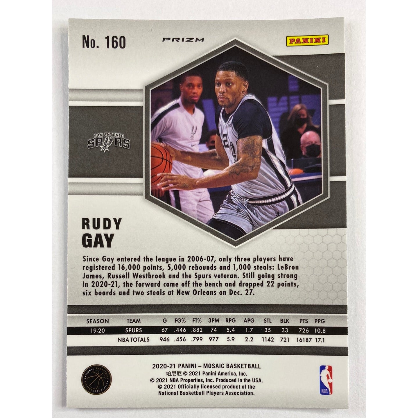 2020-21 Mosaic Rudy Gay Green Mosaic Prizm