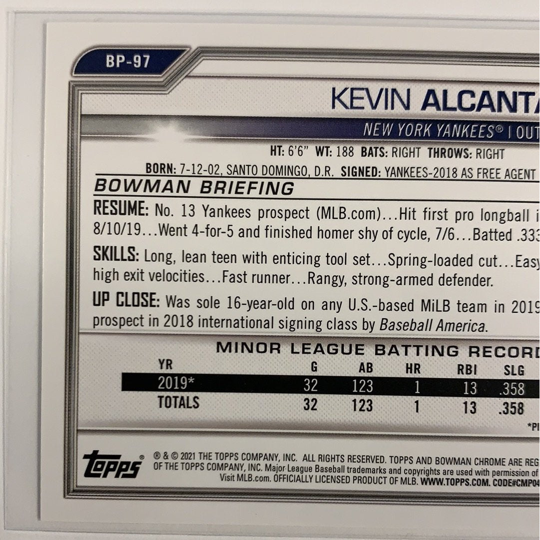  2021 Bowman 1st Kevin Alcantara BP-97  Local Legends Cards & Collectibles