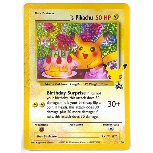 Celebrations Birthday Pikachu Classic Collection Rare Holo Black Star Promo  24