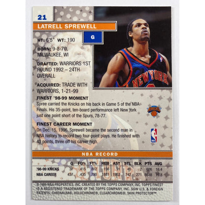 1999-00 Topps Finest Latrell Sprewell Coating On