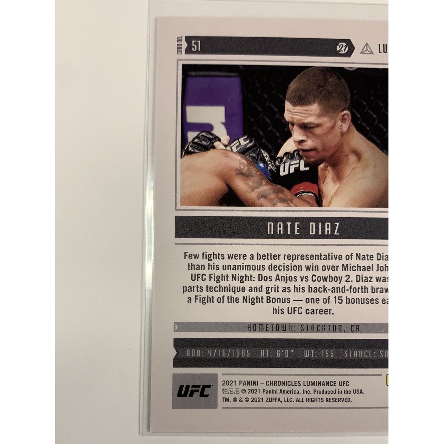  2021 Panini Chronicles Luminance Nate Diaz  Local Legends Cards & Collectibles