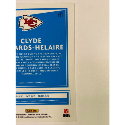 2020 Donruss Optic Clyde Edwards-Helaire Rated Rookie Negative Parallel