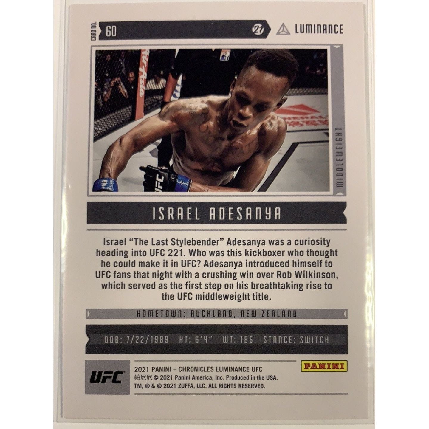  2021 Panini Chronicles Luminance Israel Adesanya  Local Legends Cards & Collectibles