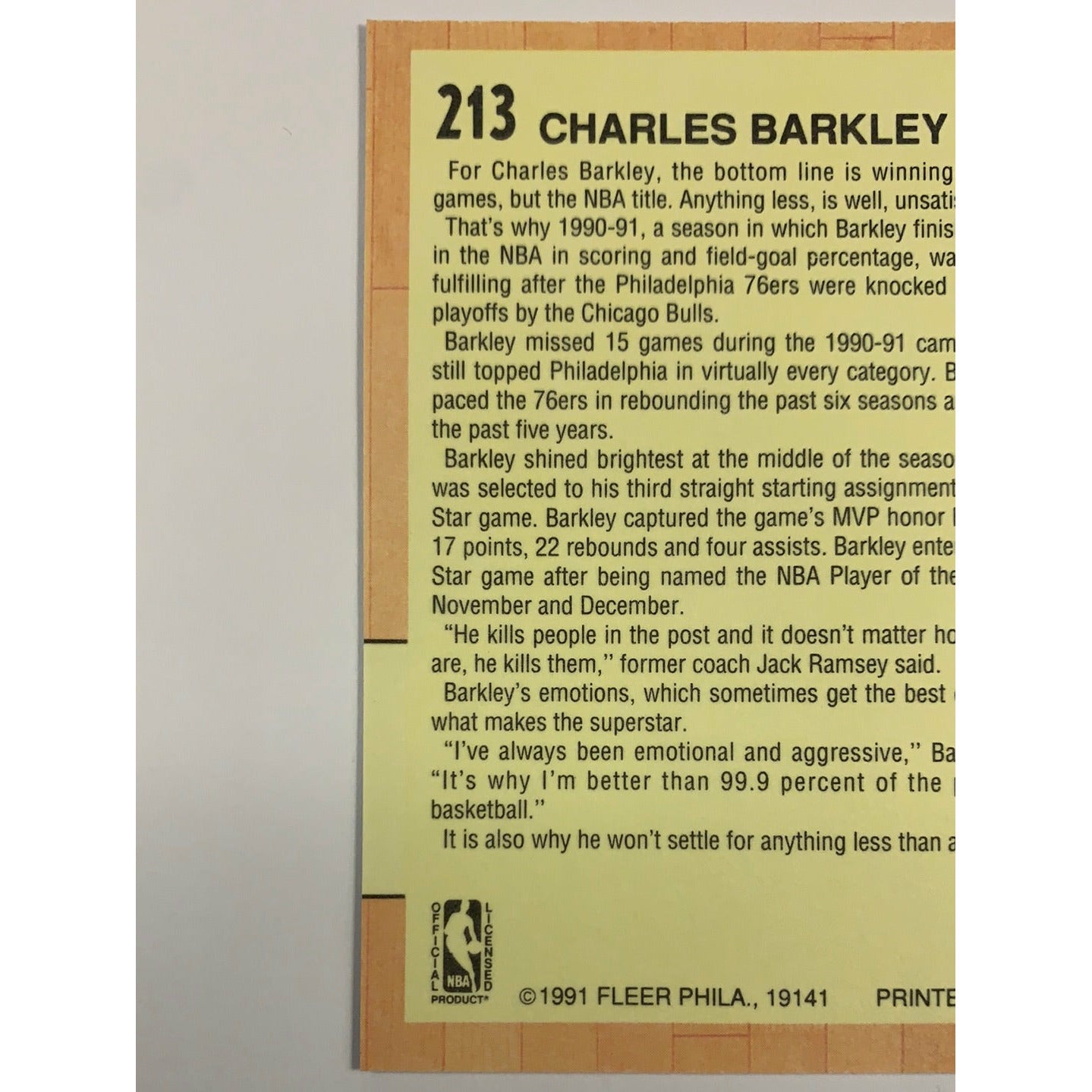 1990-91 Fleer Charles Barkley All Star Team