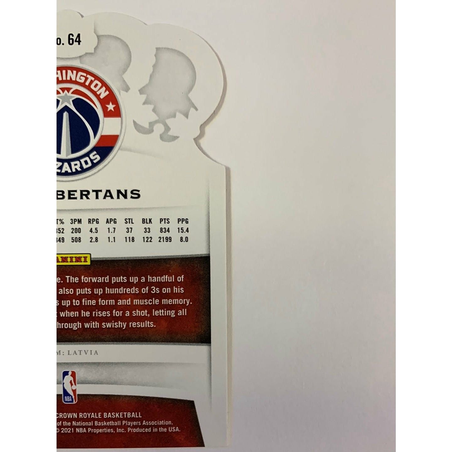 2020-21 Crown Royale Davis Bertans Blue Cracked Ice Prizm Die Cut 89/99