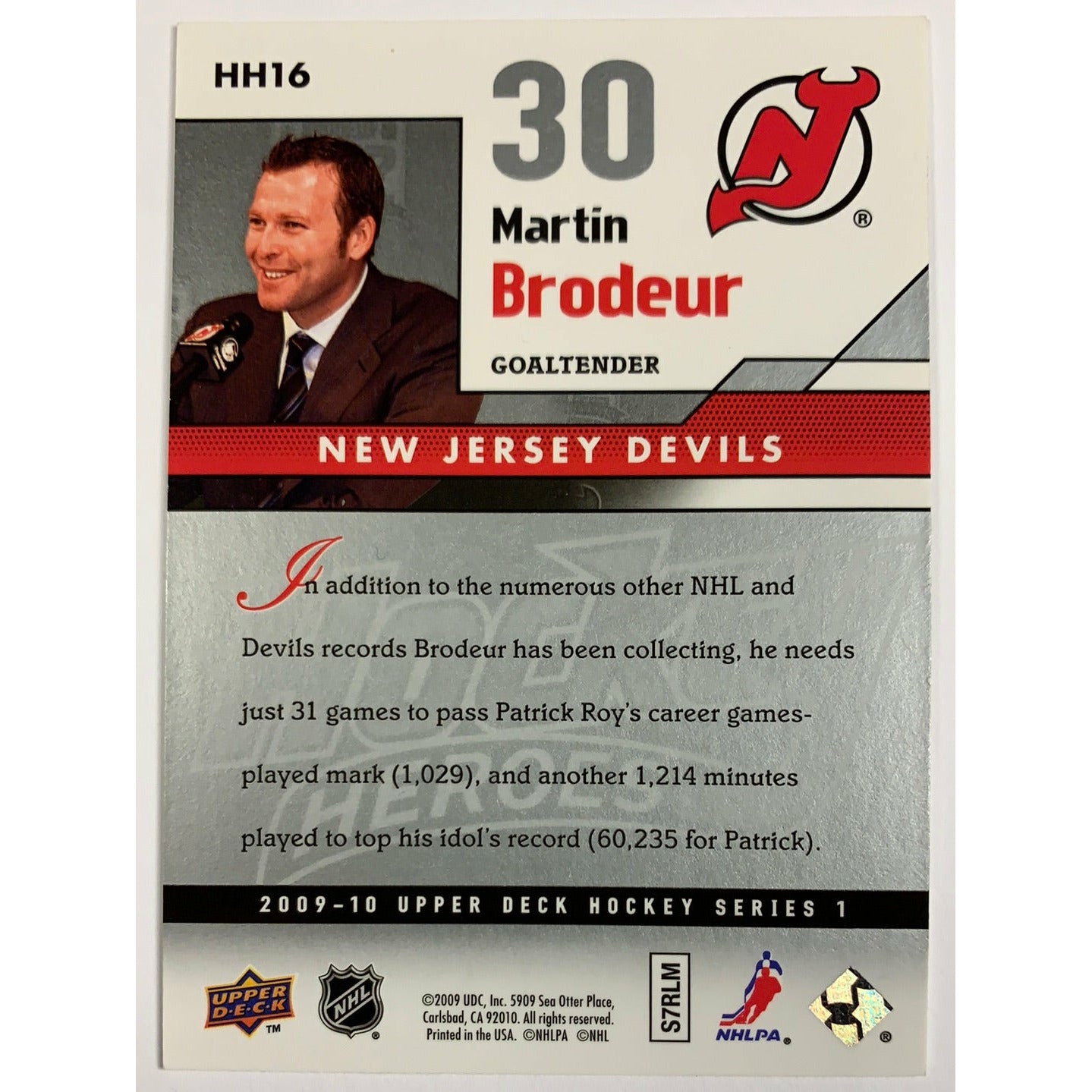 2009-10 Upper Deck Series 1 Martín Brodeur