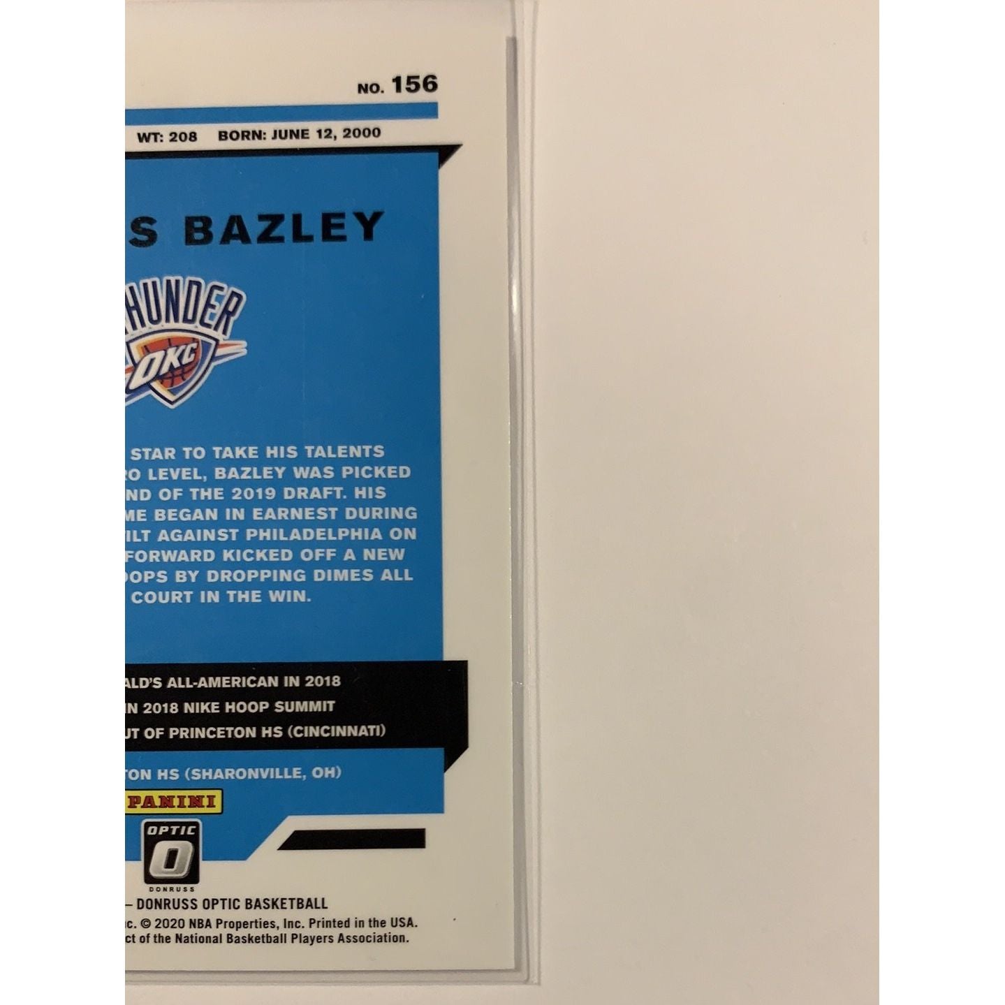  2019-20 Donruss Optic Darius Bazley Rated Rookie  Local Legends Cards & Collectibles