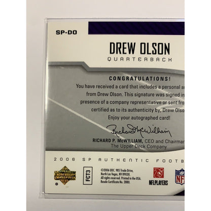  2006 Sp Authentic Drew Olson Autograph  Local Legends Cards & Collectibles