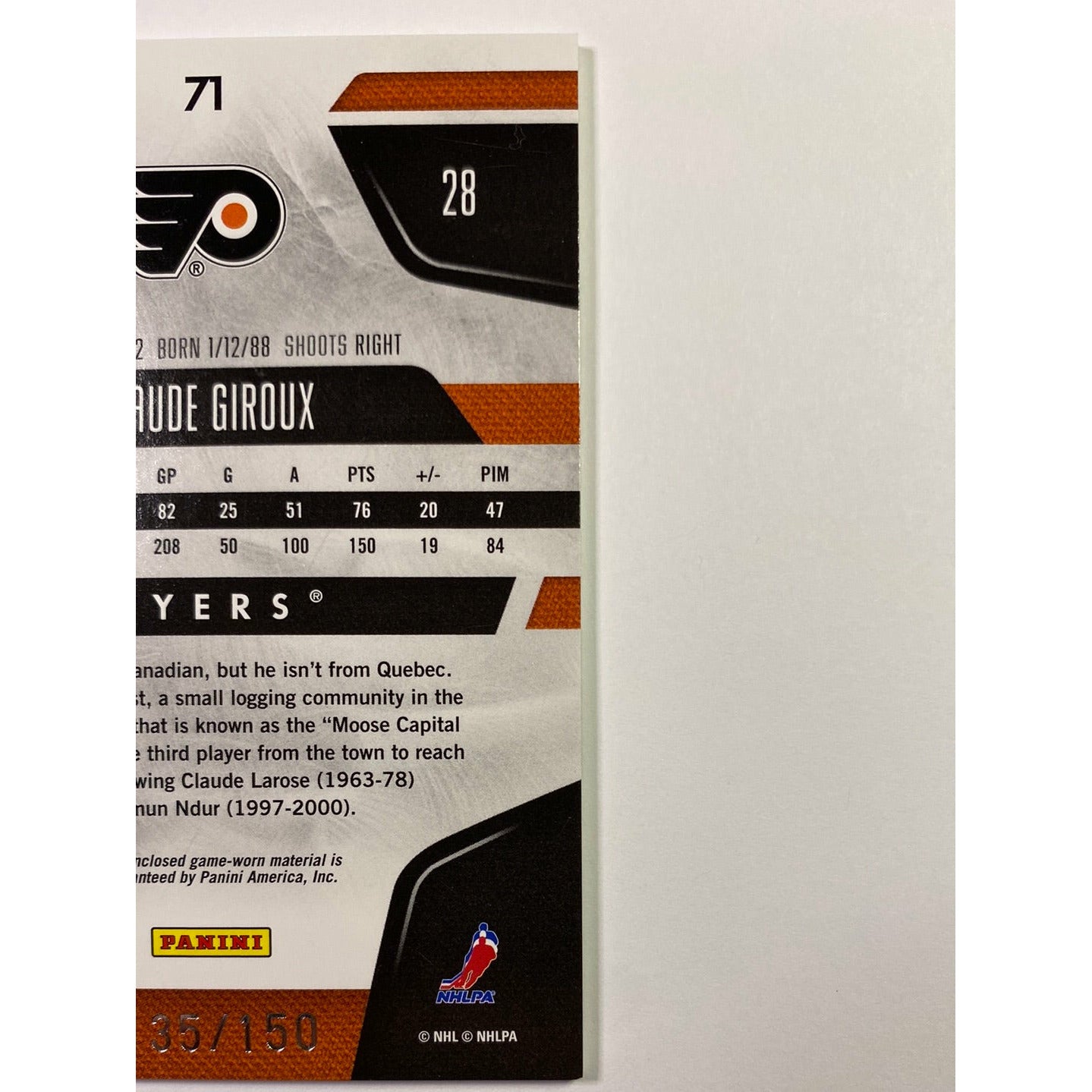 2011-12 Panini Certified Claude Giroux Mirror Red Dual Patch /150