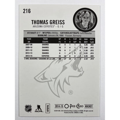 2014-15 O-Pee-Chee Thomas Greiss Foil