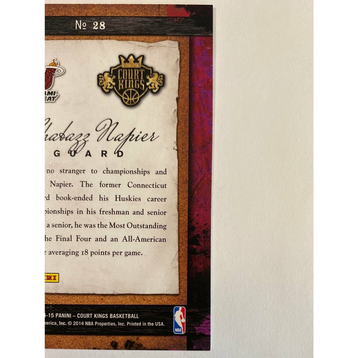 2014-15 Court Kings Shabazz Napier Remarkable Rookies