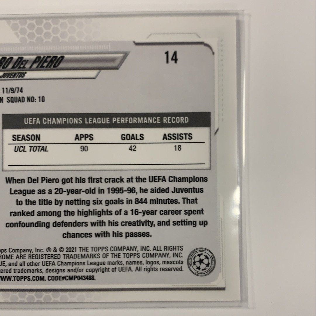  2021 Topps Chrome UEFA Champions League Alessandro Del Piero Base #14  Local Legends Cards & Collectibles