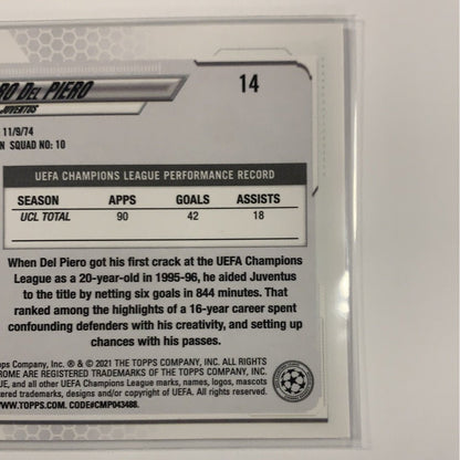  2021 Topps Chrome UEFA Champions League Alessandro Del Piero Base #14  Local Legends Cards & Collectibles