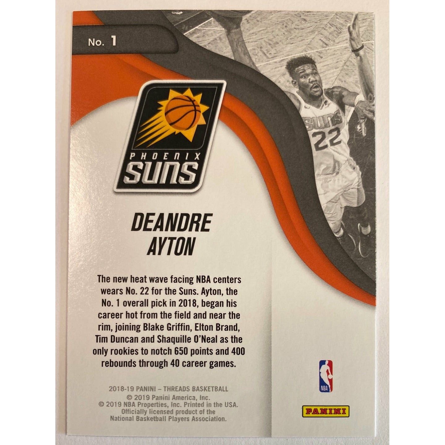  2018-19 Panini Threads DeAndre Ayton Next Wave  Local Legends Cards & Collectibles