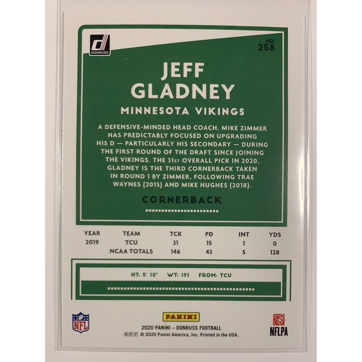  2020 Donruss Jeff Gladney RC  Local Legends Cards & Collectibles