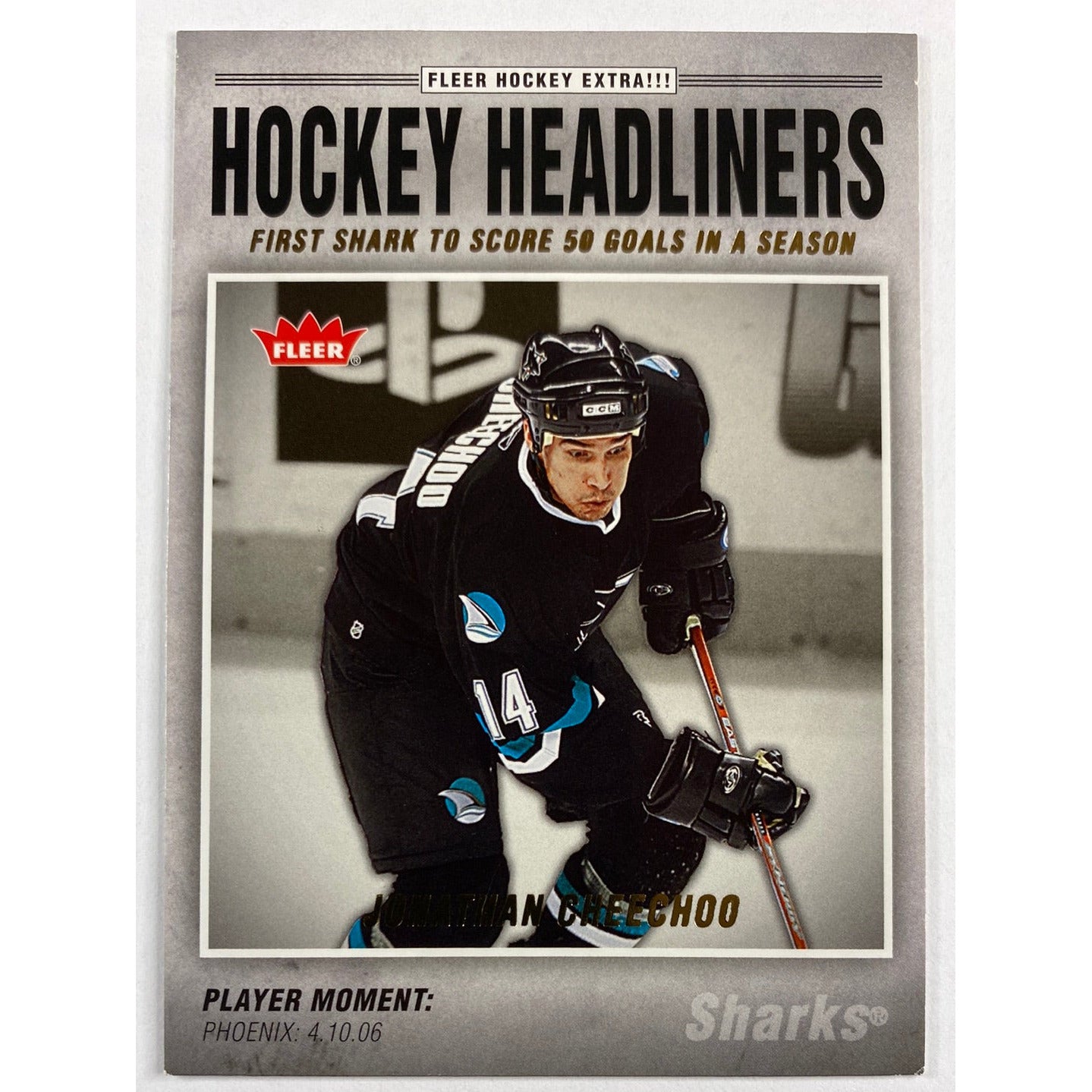 2006-07 Fleer Jonathan Cheechoo 1st Shark to Score 50 Goals