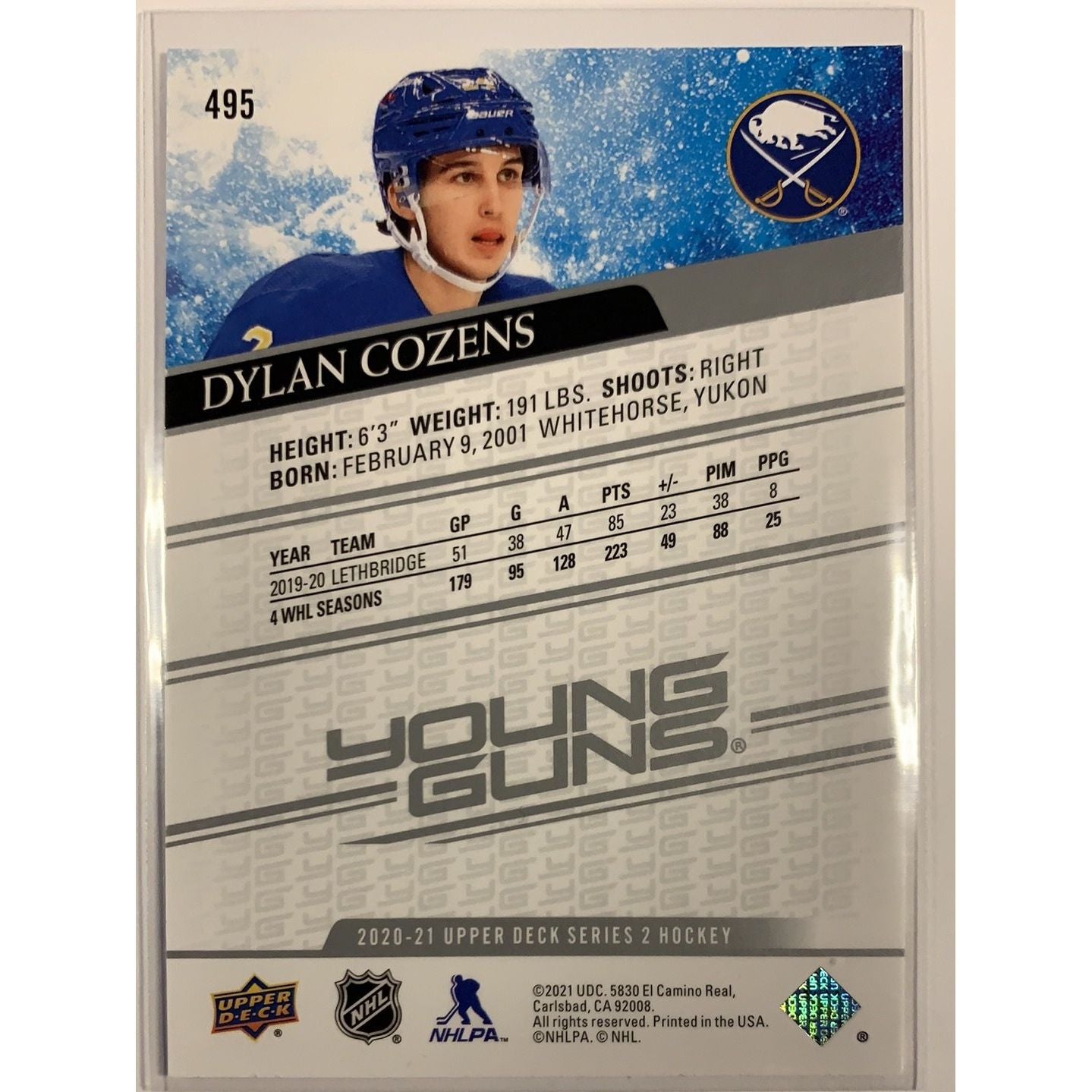  2020-21 Upper Deck Series 2 Dylan Cozens Young Guns  Local Legends Cards & Collectibles