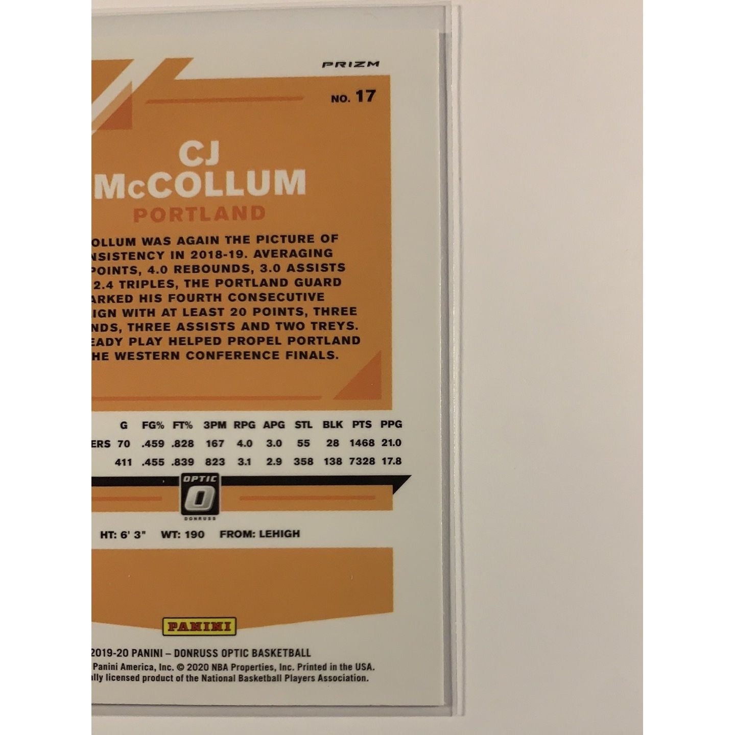  2019-20 Donruss Optic Cj McCollum Silver Holo Refractor  Local Legends Cards & Collectibles