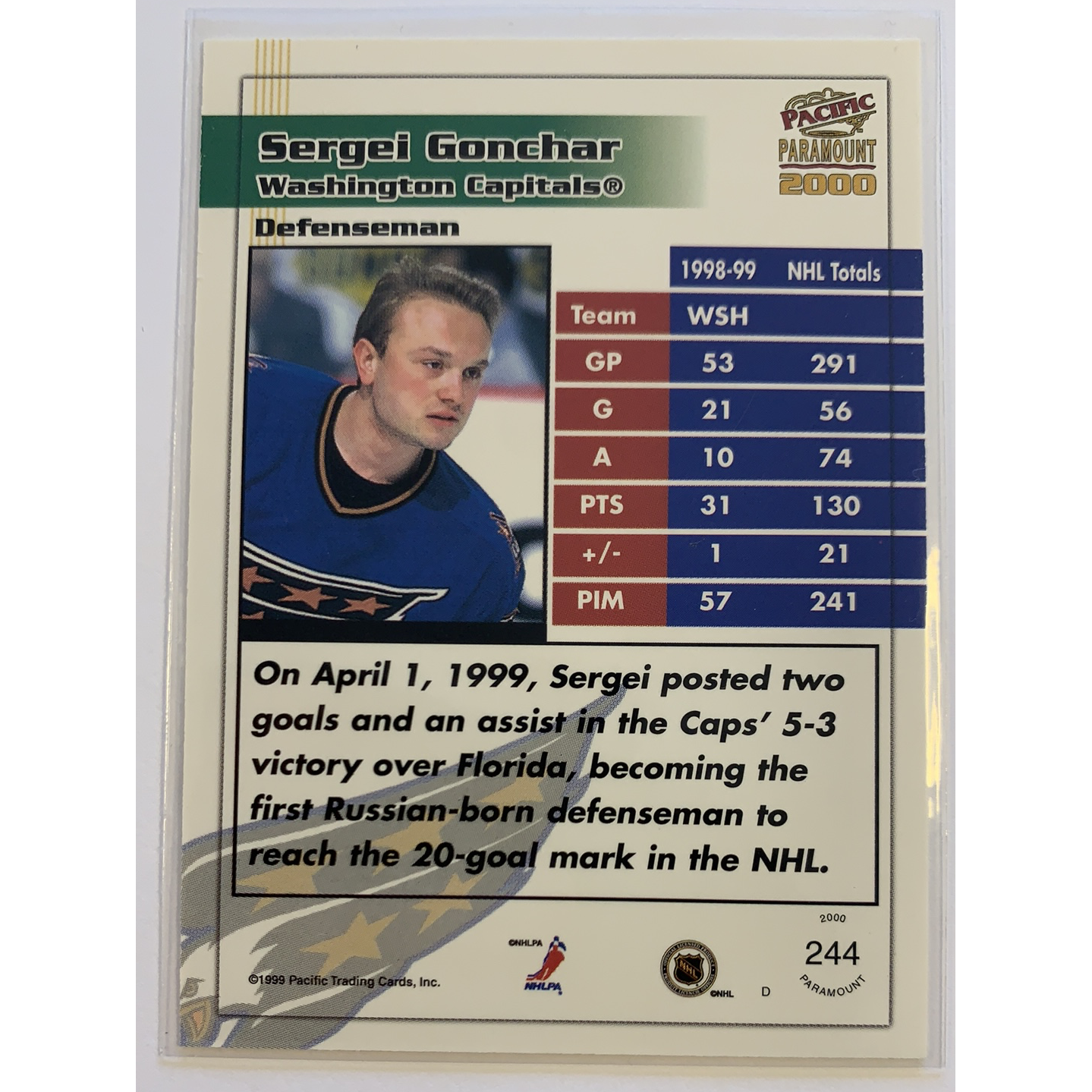  2000 Paramount Sergei Gonchar Holo Silver /99  Local Legends Cards & Collectibles