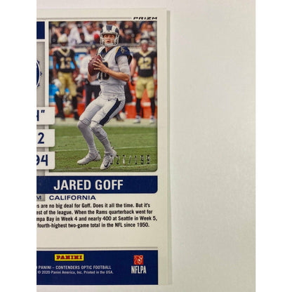 2019 Contenders Optic Jared Goff Red Prizm Season Ticket /199