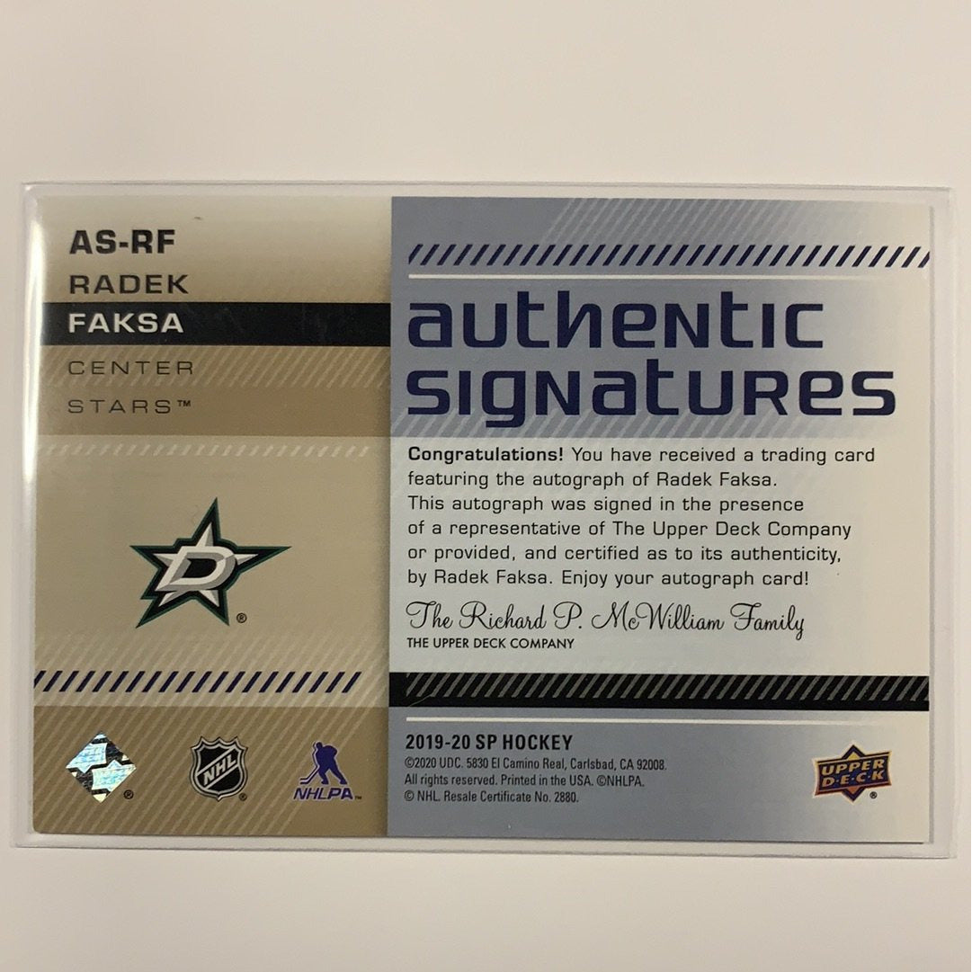  2019-20 SP Radek Faksa Authentic Signatures  Local Legends Cards & Collectibles