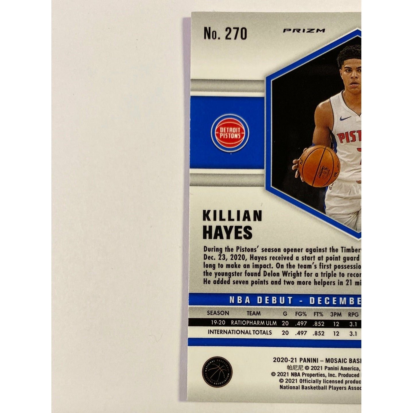 2020-21 Mosaic Killian Hayes NBA Debut Pink Mosaic Prizm