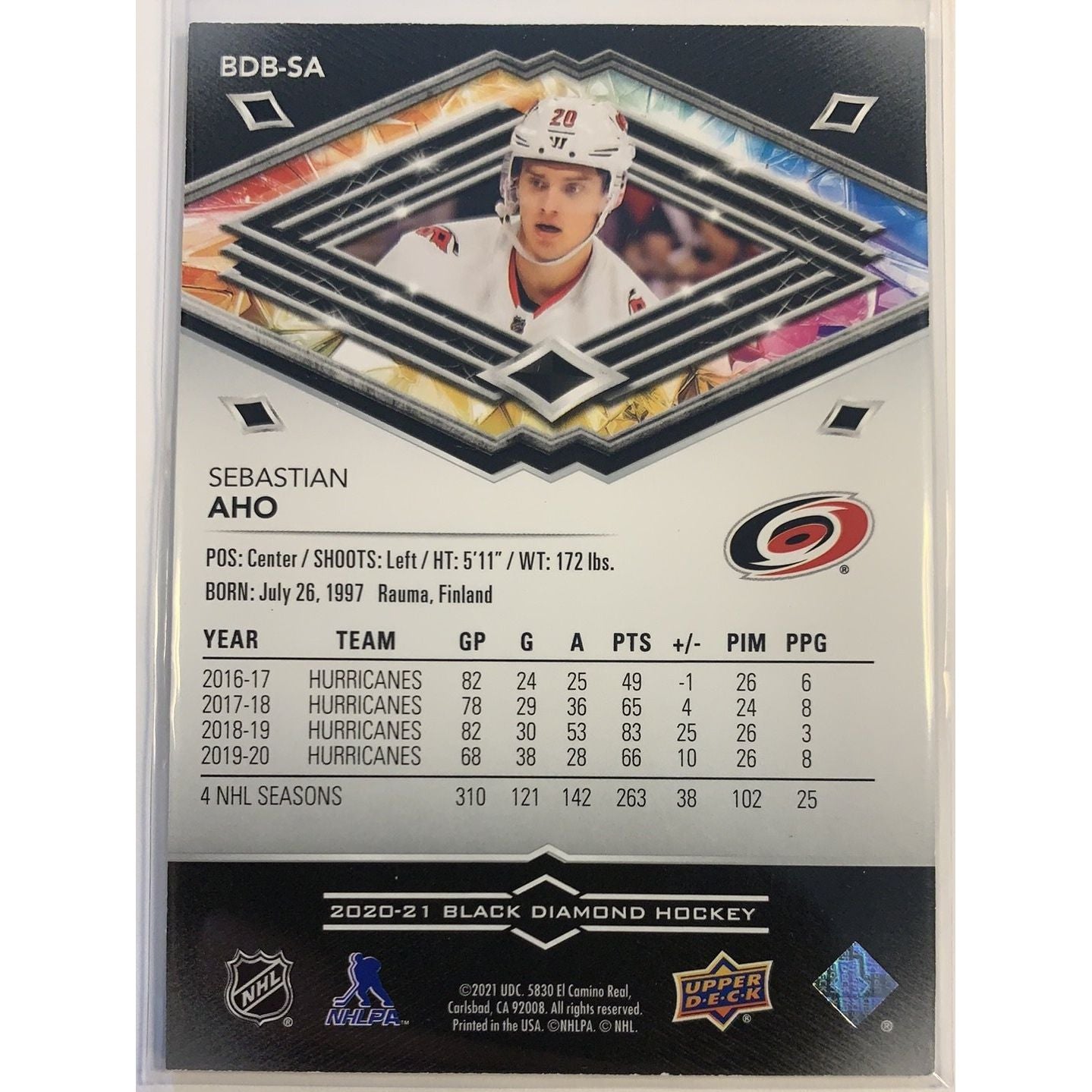  2020-21 Black Diamond Sebastian Aho /349  Local Legends Cards & Collectibles