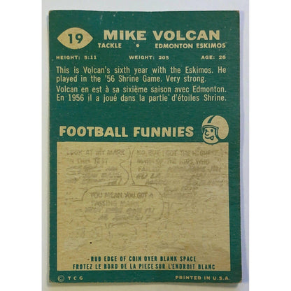 1960 Topps CFL Mike Volcan #19 *Funnies SCRATCHED!