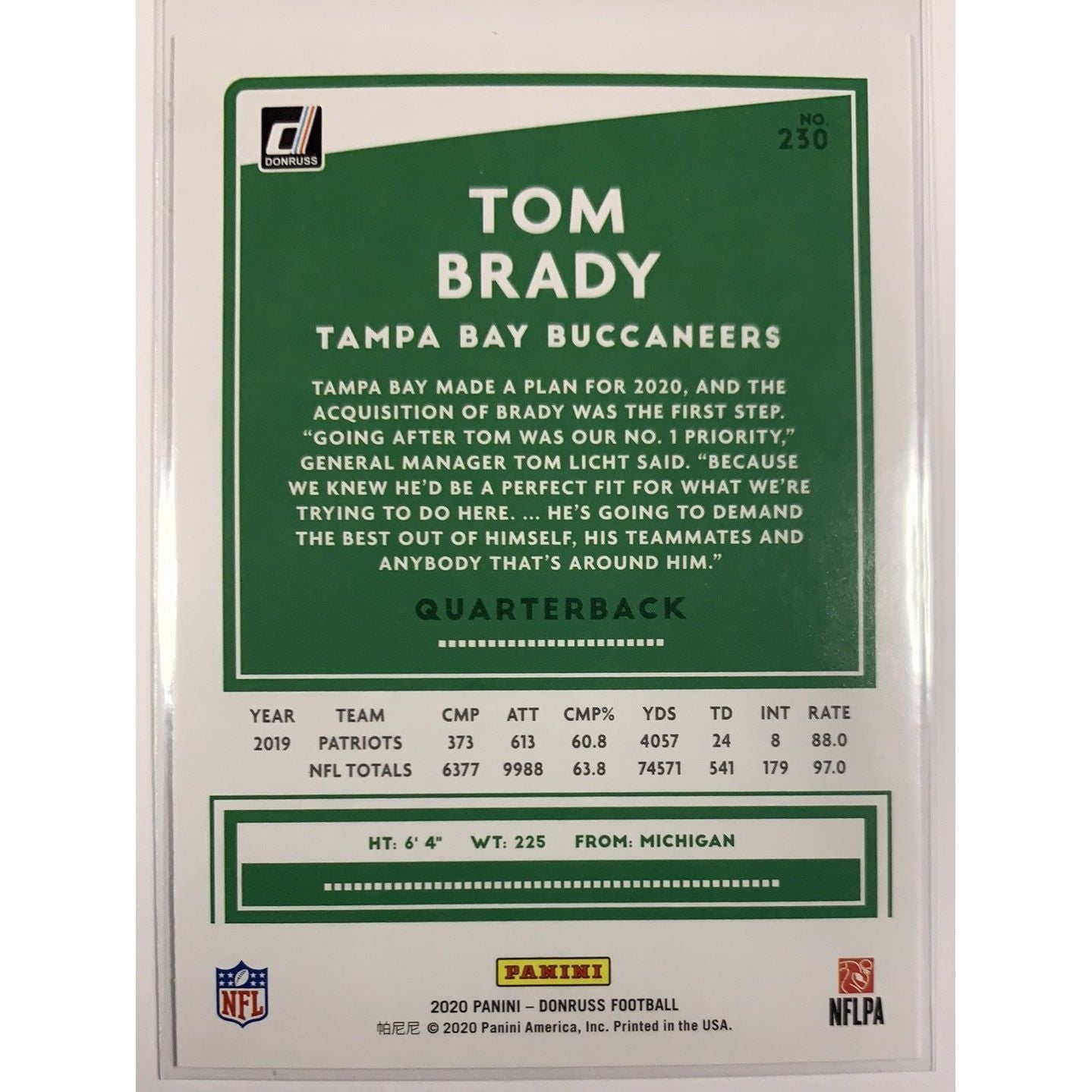  2020 Donruss Tom Brady Base #230  Local Legends Cards & Collectibles