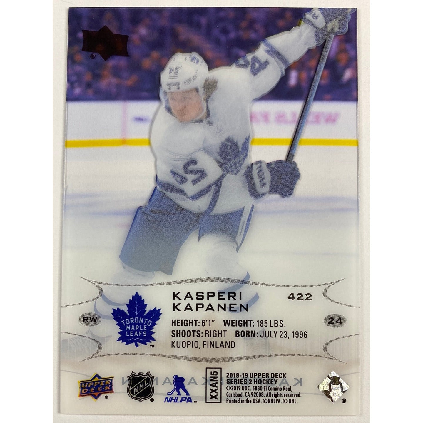 2018-19 Upper Deck Series 2 Kasperi Kapanen Clear Cut