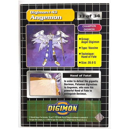  1999 Digimon Angemon Holo Prizm 33 of 34  Local Legends Cards & Collectibles