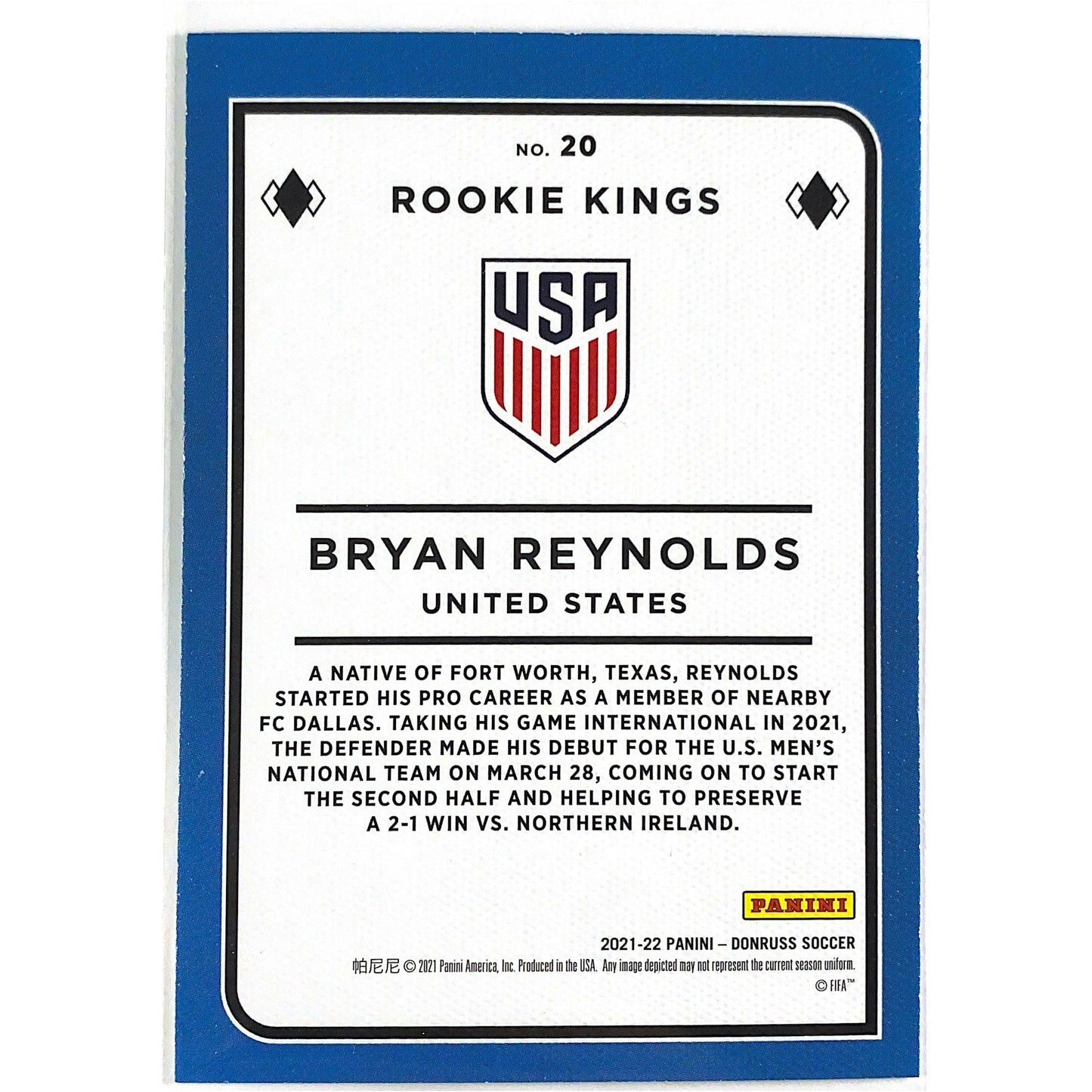 2021-22 Donruss Qatar 2022 Bryan Reynolds Pitch Kings Canvas RC