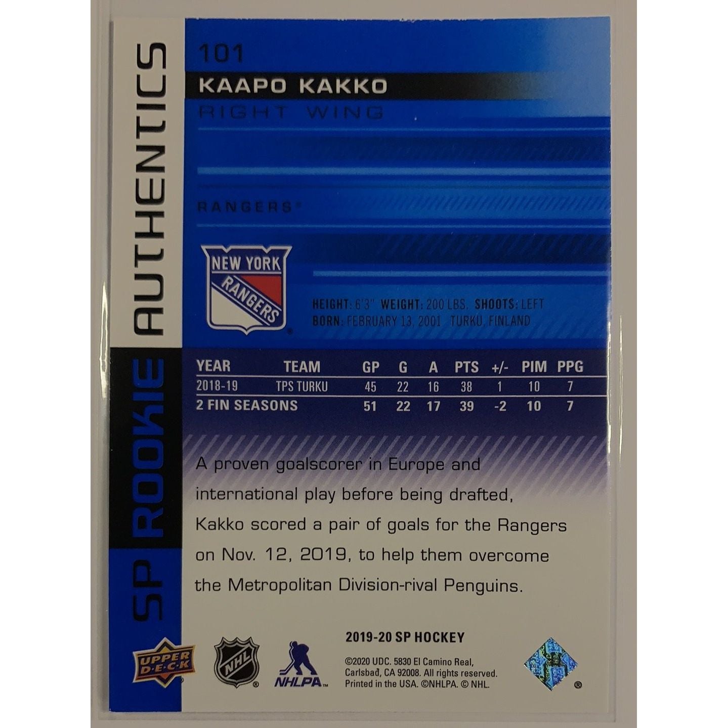  2019-20 SP Kappo Kakko Rookie Authentics  Local Legends Cards & Collectibles