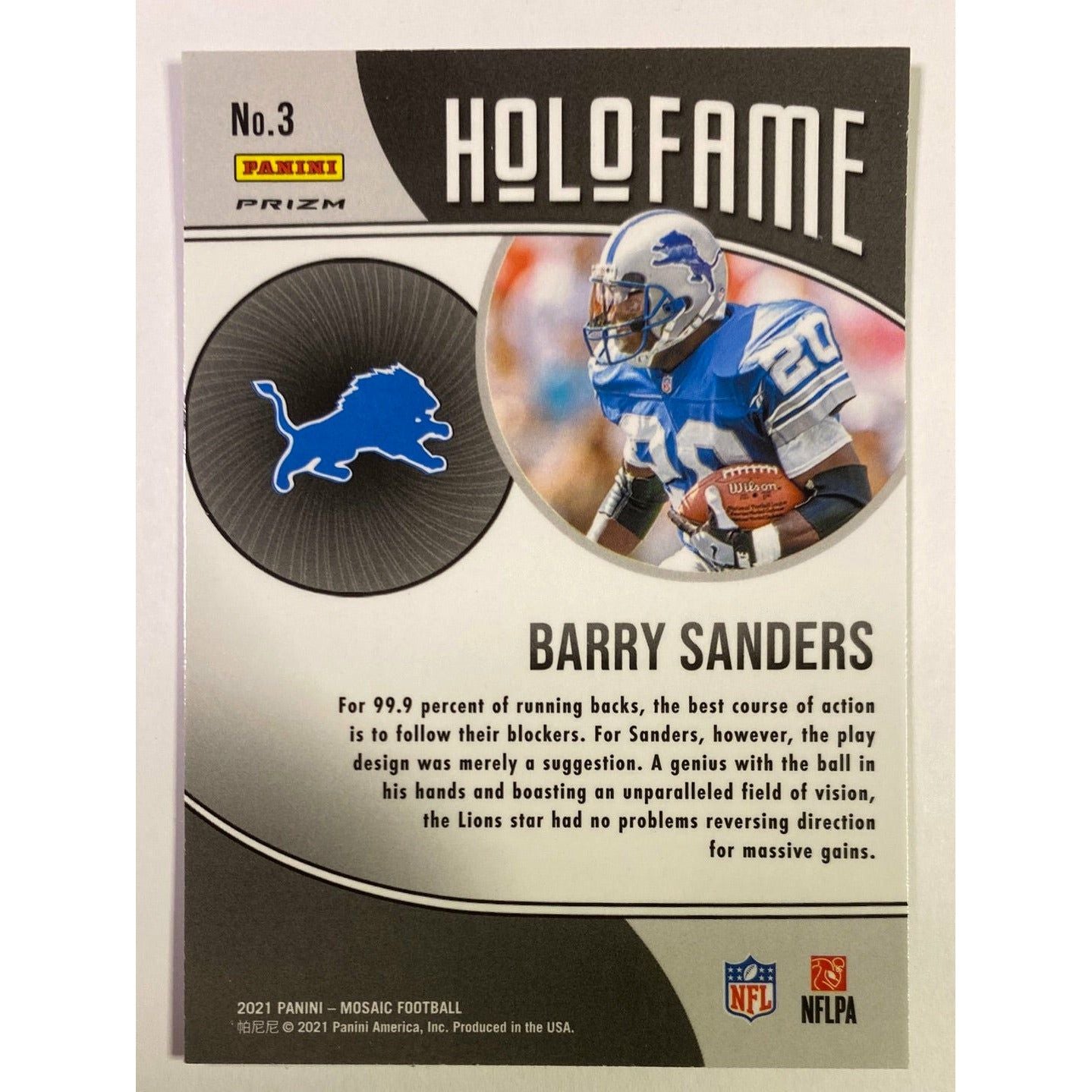 2021 Mosaic Barry Sanders Green HoloFame