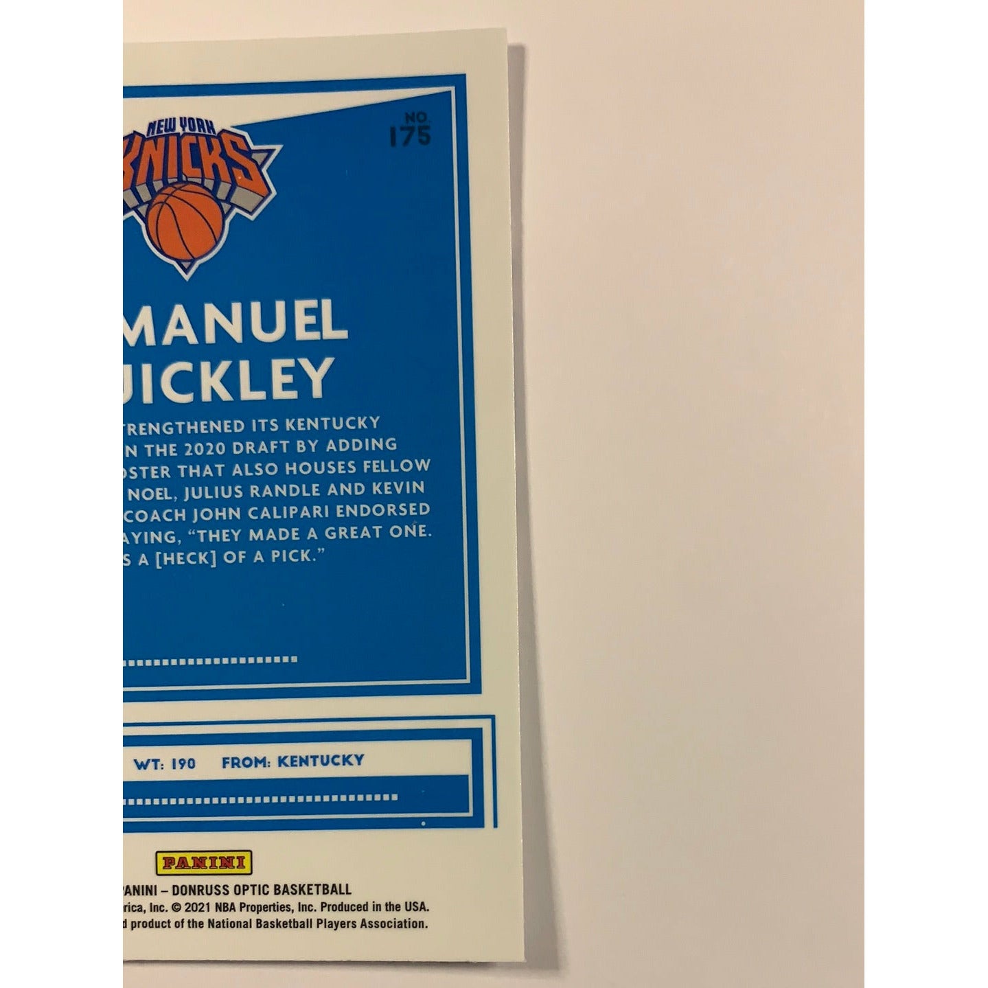 2020-21 Donruss Optic Immanuel Quickley Rated Rookie
